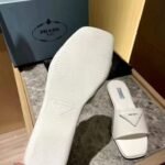 Prada Brushed Leather Slide In White - Image 7