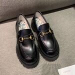 Gucci Women’S Leather Lug Sole Horsebit Loafers Black 577236 Ds800 1000 - Image 8