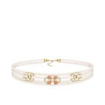 Chanel Double Strand Pearl Belt with Coral Floral Charm
