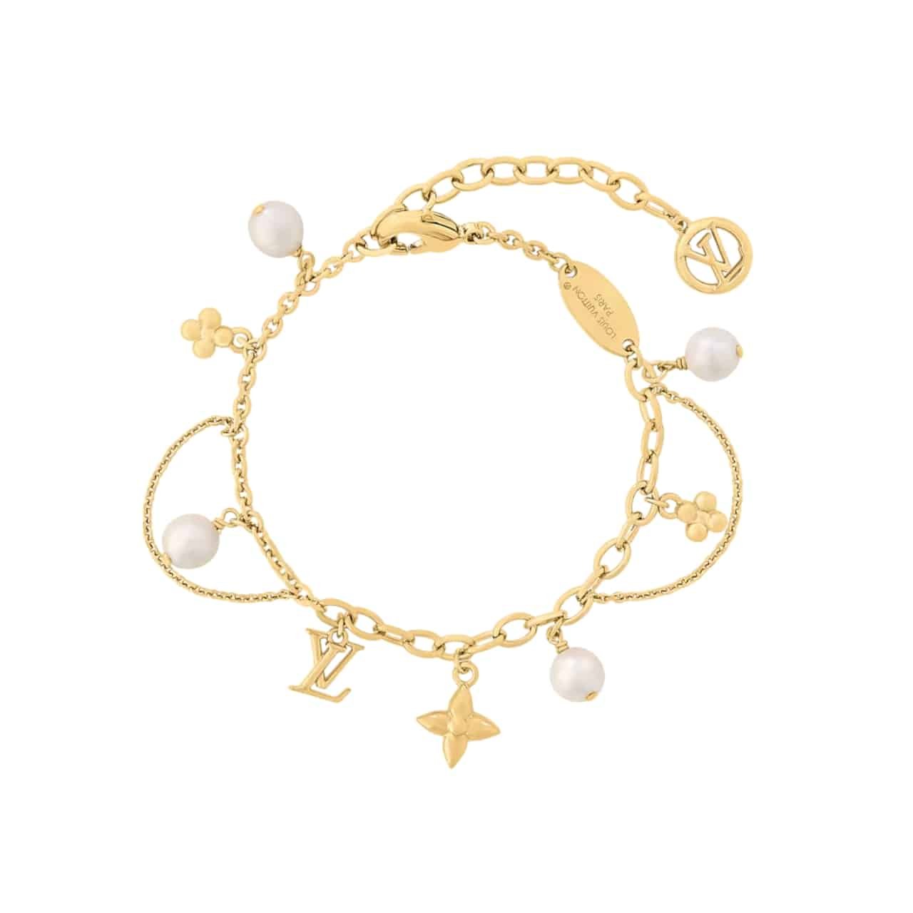 100-2-5 Louis Vuitton Blooming Pearls Bracelet Gold M1684A - Image 1