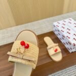 Louis Vuitton X Takashi Murakami Lily Flat Mule Raffia Beige 1Ahlrn - Image 5