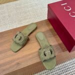 Gucci Women Slide Sandal With Interlocking G Green Gg Canvas‎ ‎790447 9Sf00 3005 - Image 7
