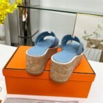 Hermes Eze 30 Sandal Bleu Grignon H232150Z Dj370 - Image 5