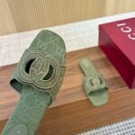 Gucci Women Slide Sandal With Interlocking G Green Gg Canvas‎ ‎790447 9Sf00 3005 - Image 4