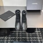 Chanel Knit Boots Leather Black - Image 4