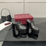 Gucci Women Platform Mule With Horsebit Black Leather 835315 Aadcw 1000 - Image 3