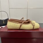 Gucci Women Horsebit Ballet Flat Raffia Crochet 832427 Faemz 9542 - Image 4