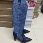 Christian Louboutin Santia Botta 85 Boots Denim Blue 32405166603 - Image 2
