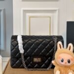 Chanel 2.55 Handbag Silver Tone Metal Black 25Cm - Image 2