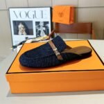 Hermes Lena Mule Denim Dark Blue - Image 2