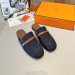 Hermes Lena Mule Denim Dark Blue - Image 3