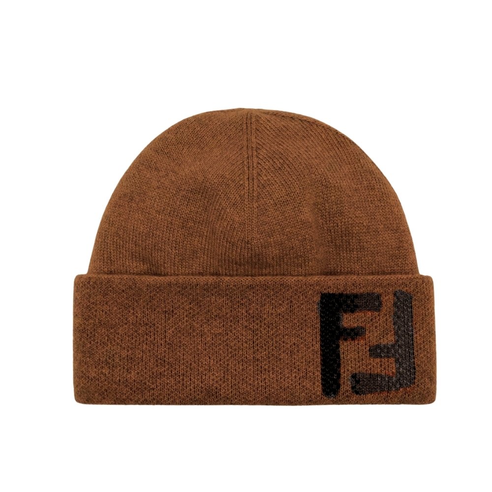 11-3-3 Fendi Beanie Wool Hat Brown - Image 1