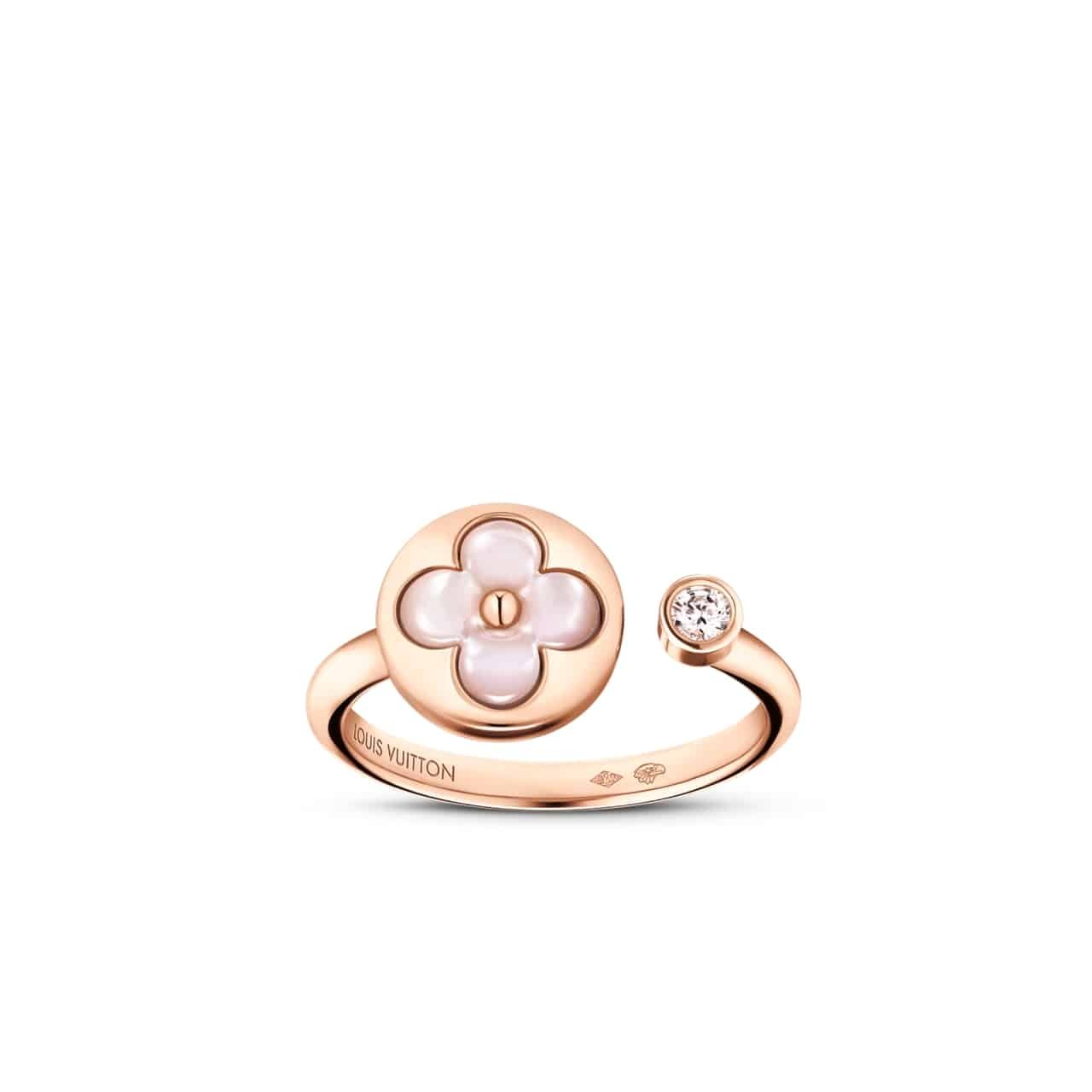 110-4-1 Louis Vuitton Color Blossom Mini Sun Ring Pink Gold Q0S21A - Image 1