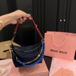Miumiu Gabardine Pouch Indigo And Amaranth 18Cm 5Ne841 2Ia7 F04Gm - Image 3