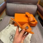 Hermes Oasis Sandals Orange Leather - Image 4