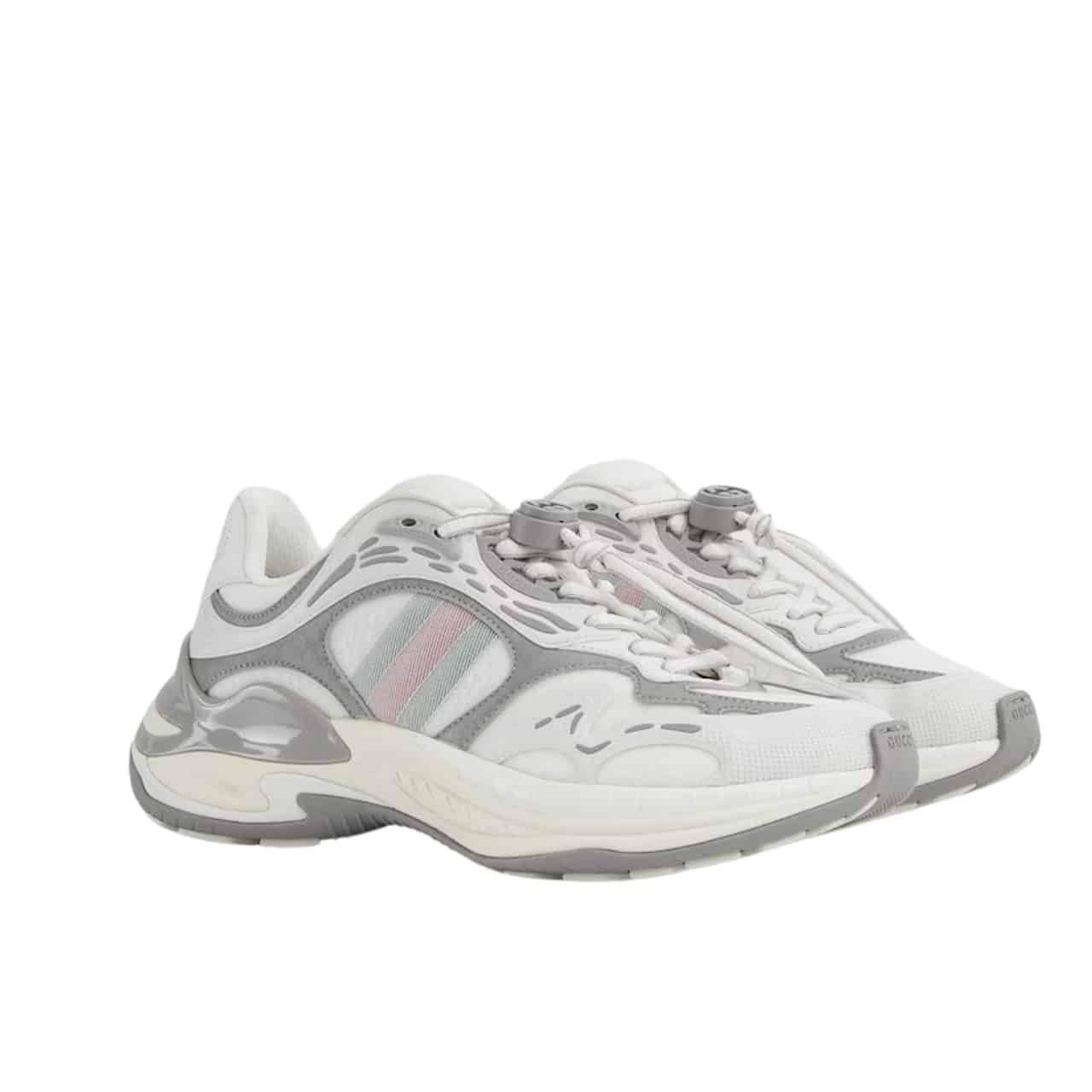 124-3-1 Gucci Men 20 Trainer White And Grey 814040 Fad6Q 8745 - Image 1