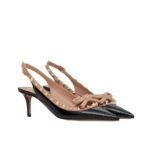 Valentino Rockstud Bow 100 Patent Slingback Pump Black Pink Ws0Ib8Tzen71