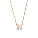 Hermes Mini Pop H Pendant Necklace White And Gold