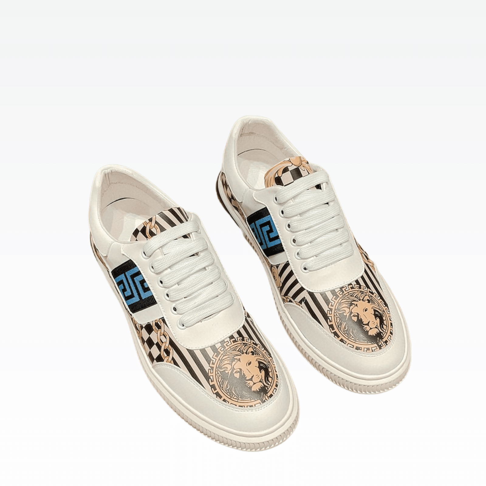13-1-40 Fendi Domino Fabric Low Sneakers Blue Ff - Image 1