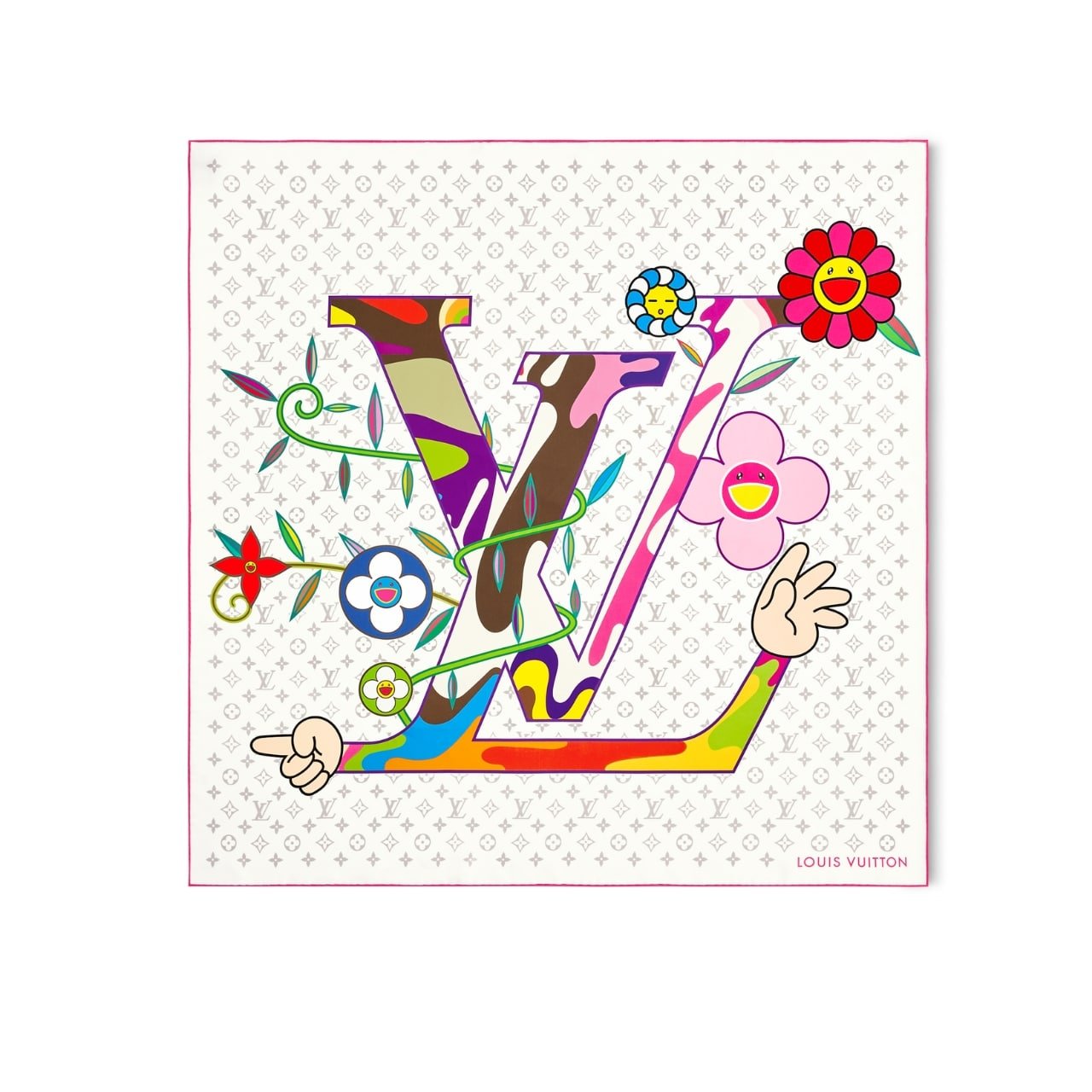 13-4-1 Louis Vuitton X Murakami Monogram Superflat Shawl M96080 - Image 1
