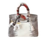 Hermes Birkin 25 Niloticus Crocodile Himalaya Blanc 25Cm