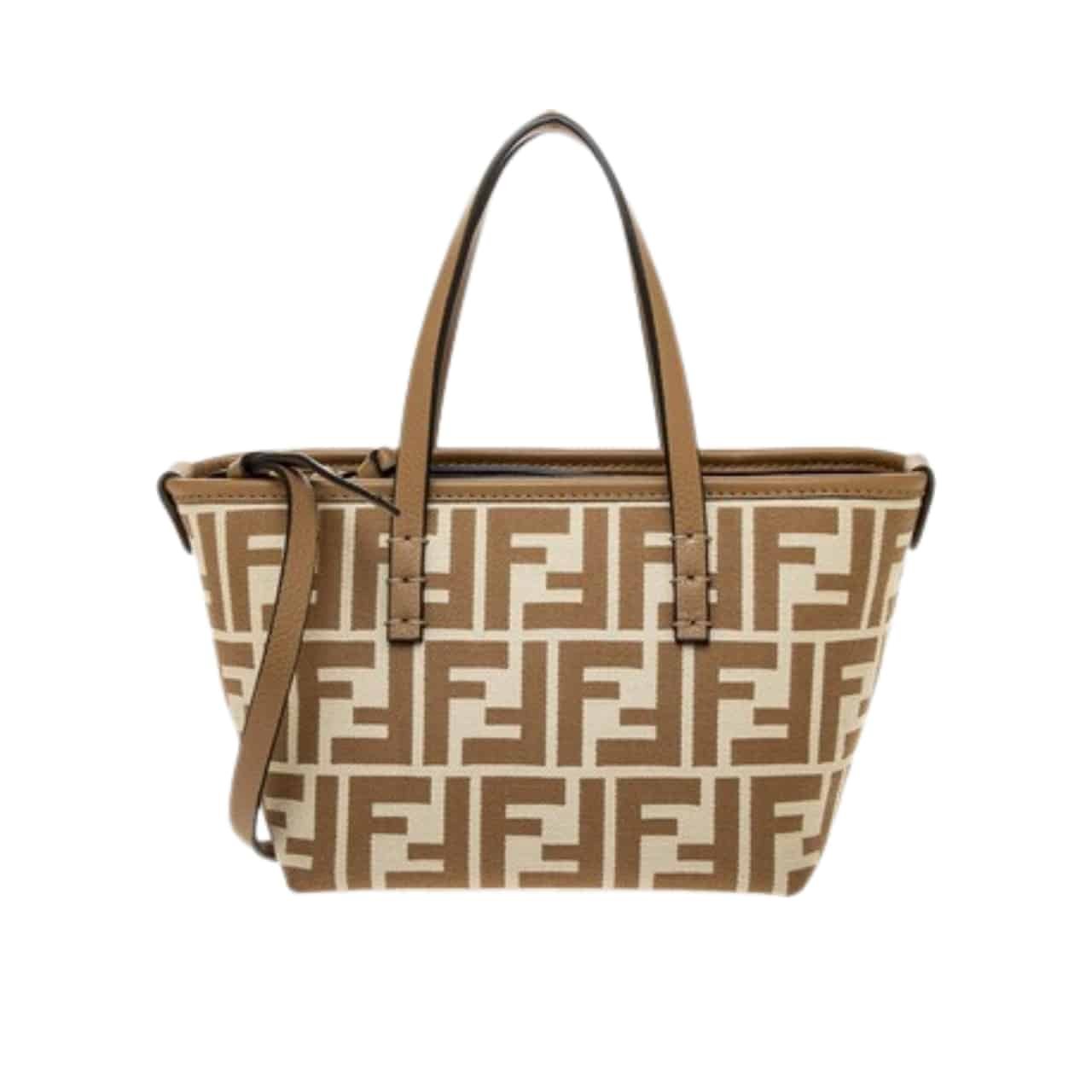 138-2-2 Fendi Roll Mini Ff Jacquard Mini Bag Brown 23Cm - Image 1