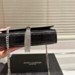 Saint Laurent Kate Small Tassel In Crocodile Embossed Leather Silver Black 19Cm 474366Dnd0N1000 - Image 3