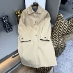 Miumiu Reversible Twill And Check Trench Coat Limestone And Slate Gray Ms2131 1798 F04U0 S Ooo - Image 3