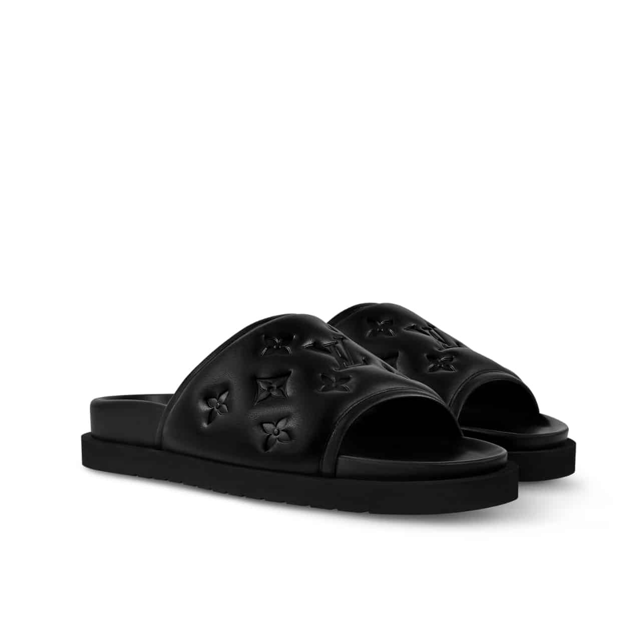145-9 Louis Vuitton Miami Mule Monogram Embossed Synthetic Black 1Adgfe - Image 1