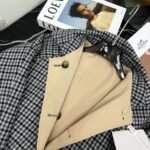 Miumiu Reversible Twill And Check Trench Coat Limestone And Slate Gray Ms2131 1798 F04U0 S Ooo - Image 6