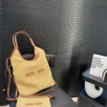 Miu Miu Ivy Straw Bag Premium Brown 34Cm - Image 2