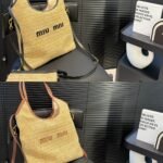 Miu Miu Ivy Straw Bag Premium Brown 34Cm - Image 3