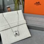 Hermes Mini Pop H Pendant Necklace White And Silver - Image 4
