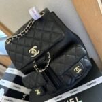 Chanel Mini Backpack Quilted Caviar Leather Black Gold Hardware 21Cm - Image 6