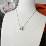 Hermes Mini Pop H Pendant Necklace White And Gold - Image 2