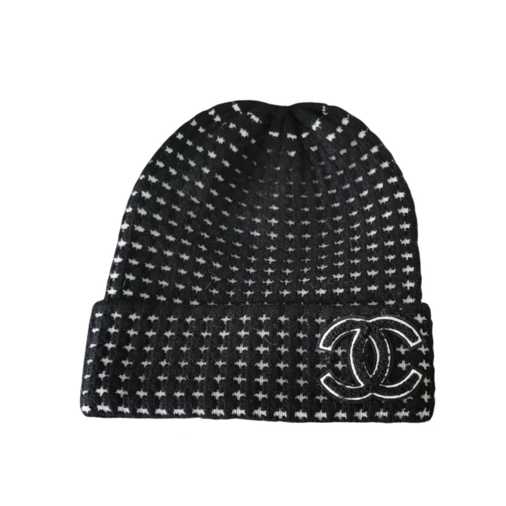 16-10-2 Chanel Cc Wool Beanie Black - Image 1