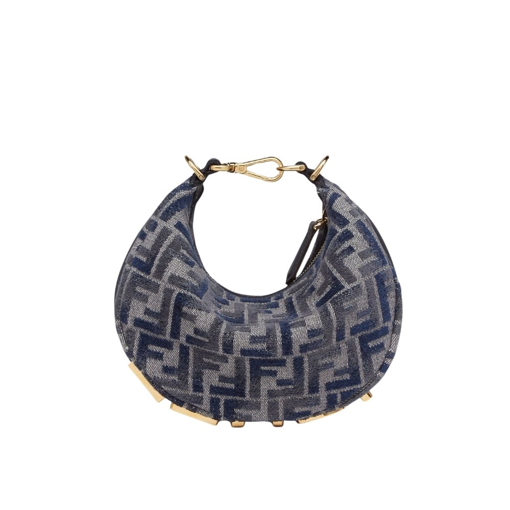 16-4-8 Fendi Fendigraphy Mini Bag Blue Chenille 20Cm 8BS081ASU0F1PQM - Image 1