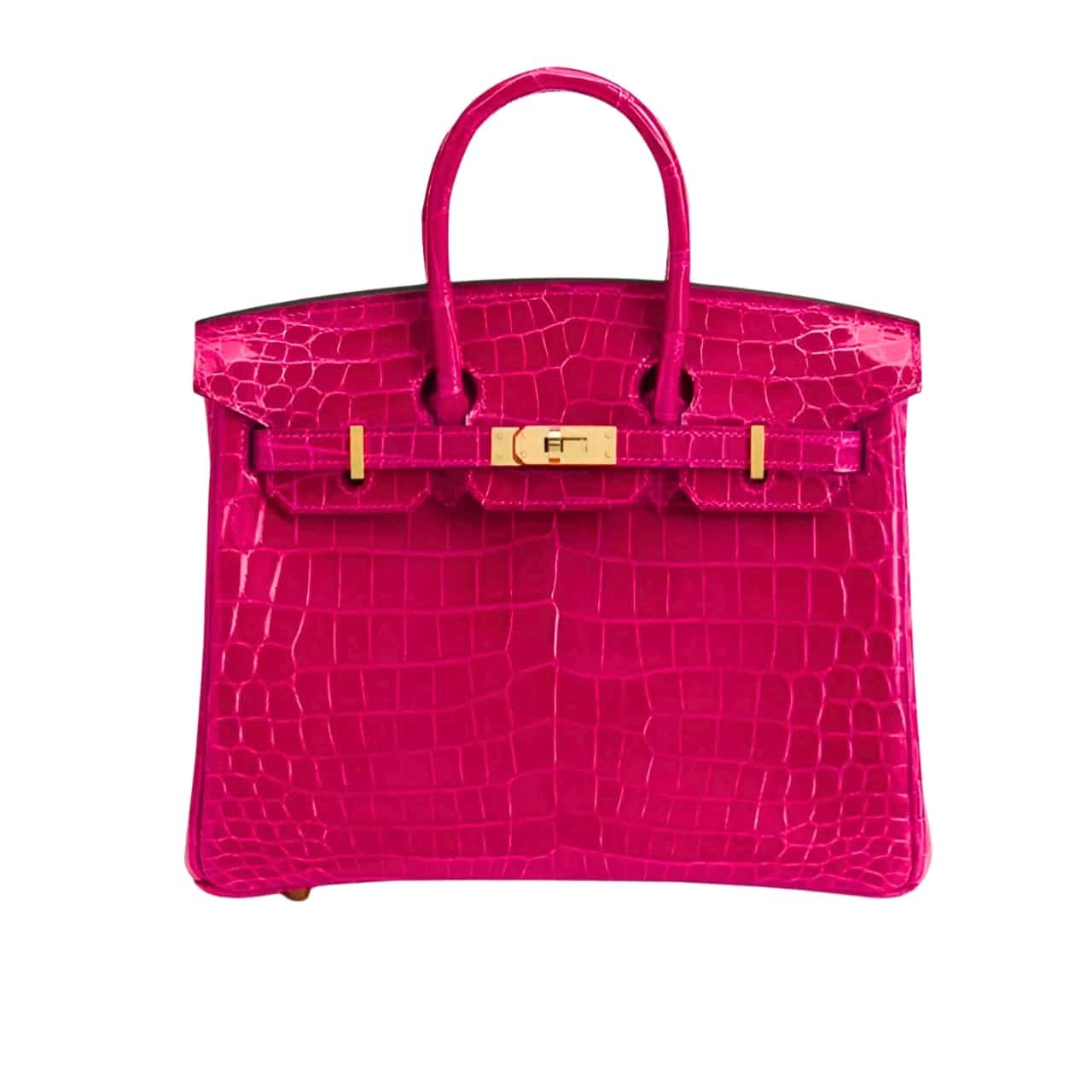 16-6-1 Hermes Birkin 30 Crocodile Gold Toned Hardware Dark Pink 30Cm - Image 1