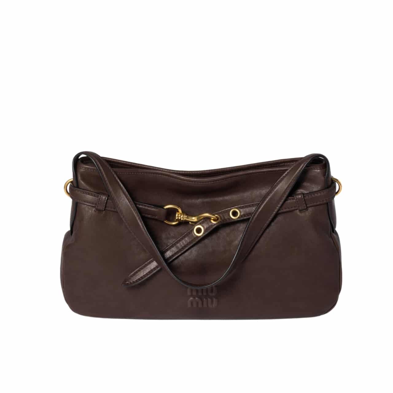 160-1-2 Miumiu Aventure Nappa Leather Bag Briarwood 33Cm 5Bc181 2Bbl F0Nbl V Ooo - Image 1