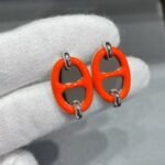 Hermes Mini Maillon Earrings Red - Image 3