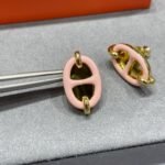 Hermes Mini Maillon Earrings Light Pink - Image 4