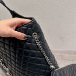 Saint Laurent Icare Shopping Bag In Quilted Silver Hardware Black 40Cm - Image 5