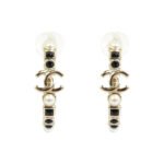 Chanel Hoop Earrings Metal Gold And Black Ab7836 B07668 Ng856