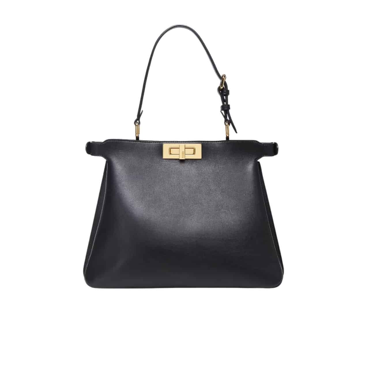 171-3-2 Fendi Peekaboo Soft Medium Leather Bag Black 33Cm - Image 1