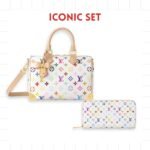 Gift Set: Louis Vuitton X Takashi Murakami Speedy Bandouliere White And Zippy Wallet White Multicolored