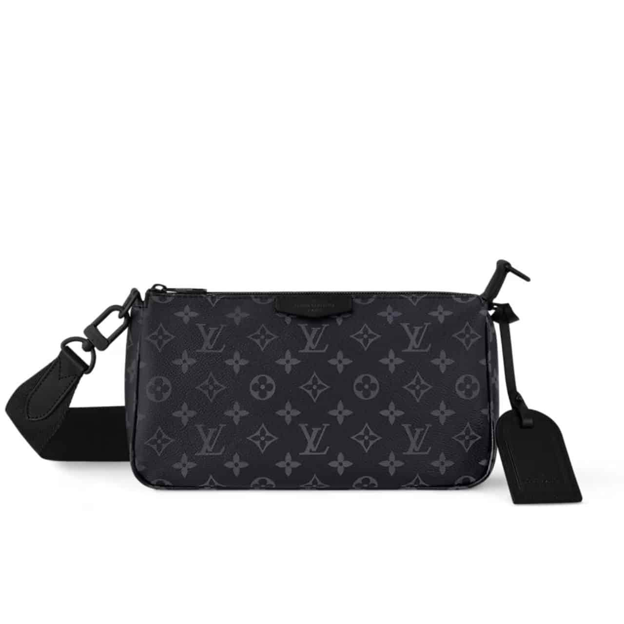 177-3-2 Louis Vuitton Pochette Accessoire Bag Black 24Cm - Image 1