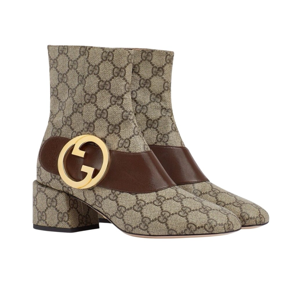 19-5 Gucci Blondie Women’S Ankle Boot Brown 701706 9I650 9769 - Image 1