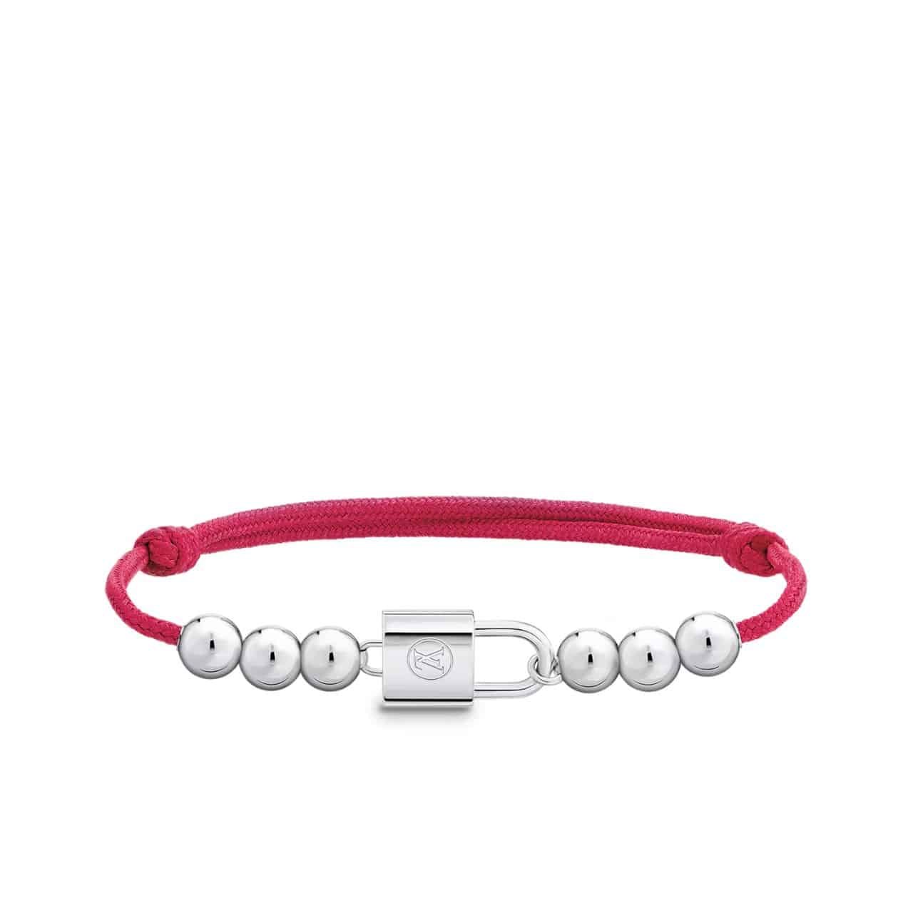 192-3-3 Louis Vuitton Silver Lockit Bracelet Red Q05784 - Image 1