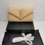 Saint Laurent Classic Cassandre Chain Wallet In Grain De Poudre Leather Beige 22Cm 377828Bow012721 - Image 2
