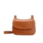 Saint Laurent Charlie Logo Plaque Medium Shoulder Bag Brown 21Cm